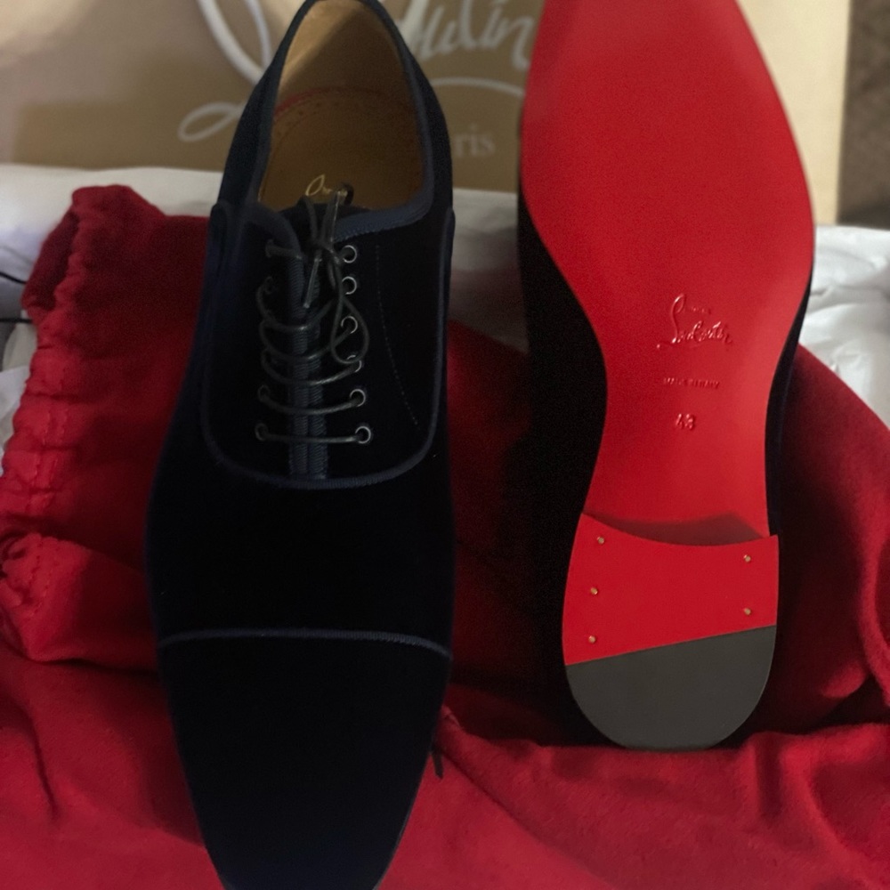 BRAND NEW Greggo Orlato Flat Navy Velvet Christian LouBoutins